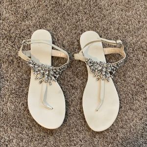 White jeweled bridal sandals